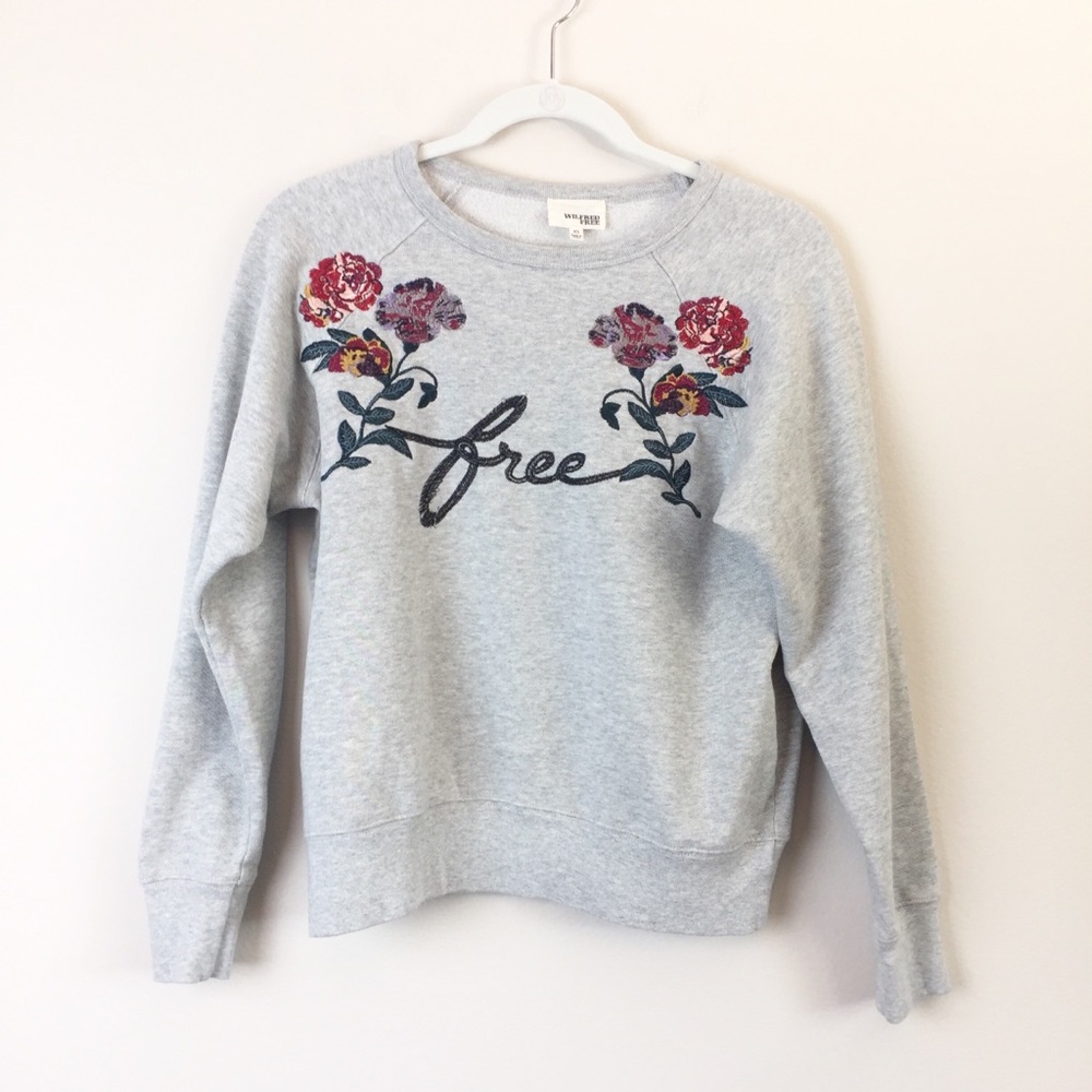Aritzia Wilfred Floral Embroidered Pullover Sweatshirt